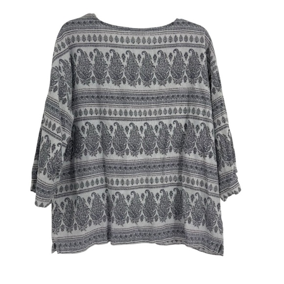J Jill Pure Jill Top Boho Hippie Hemp Cotton Popover Paisley 3/4 Sleeve size L - Picture 2 of 10
